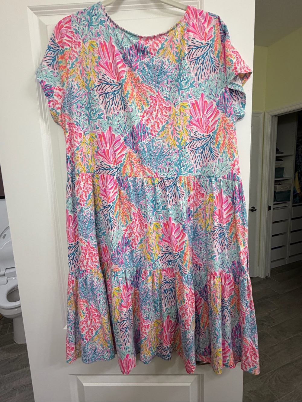 Lilly Pulitzer Girls' Multicolor Floral Tiered Dress - Pink, Aqua & Yellow